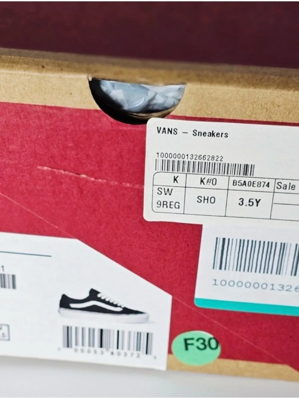 Vans Black and White Low Top Sneakers Sz 3.5Y NIB - Picture 4 of 5